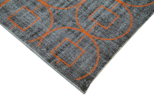 Geometric Carpet Black Geometric Cotton Wool Handmade Area Rug 5'10'' x 8'10''