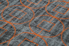 Geometric Carpet Black Geometric Cotton Wool Handmade Area Rug 5'10'' x 8'10''