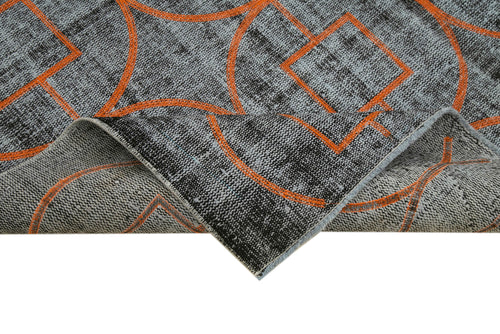 Geometric Carpet Black Geometric Cotton Wool Handmade Area Rug 5'10'' x 8'10''