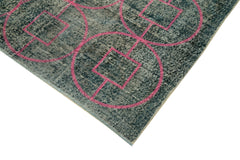 Geometric Carpet Grey Geometric Cotton Wool Handmade Area Rug 7'3'' x 10'6''