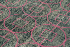 Geometric Carpet Grey Geometric Cotton Wool Handmade Area Rug 7'3'' x 10'6''