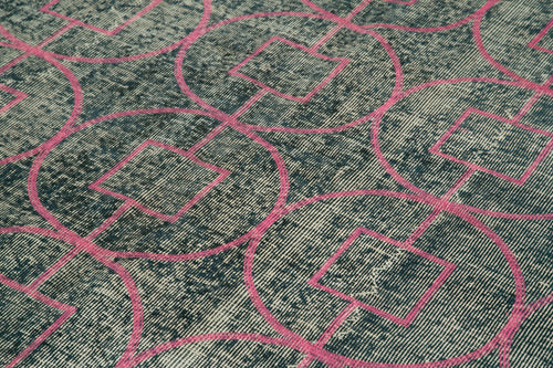 Geometric Carpet Grey Geometric Cotton Wool Handmade Area Rug 7'3'' x 10'6''