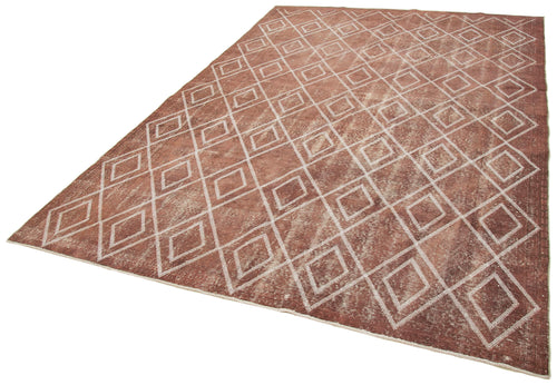 Geometric Carpet Brown Geometric Cotton Wool Handmade Area Rug 6'10'' x 10'1''