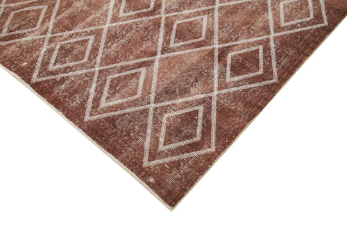 Geometric Carpet Brown Geometric Cotton Wool Handmade Area Rug 6'10'' x 10'1''
