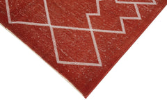 Geometric Carpet Red Geometric Cotton Wool Handmade Area Rug 4'5'' x 7'10''