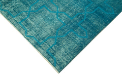 Geometric Carpet Turquoise Geometric Cotton Wool Handmade Area Rug 5'8'' x 8'8''