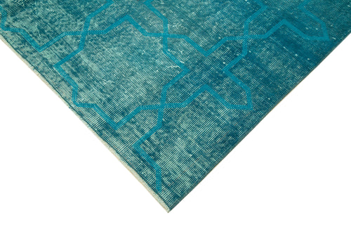 Geometric Carpet Turquoise Geometric Cotton Wool Handmade Area Rug 5'8'' x 8'8''