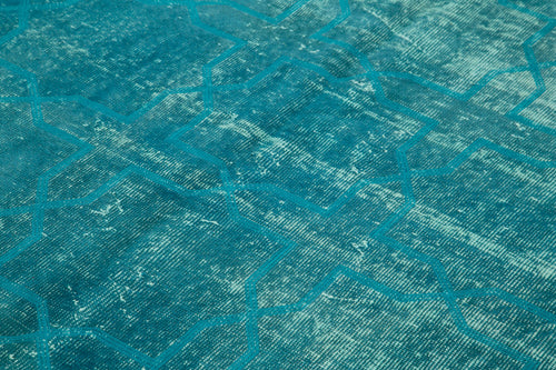 Geometric Carpet Turquoise Geometric Cotton Wool Handmade Area Rug 5'8'' x 8'8''