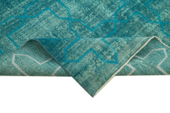 Geometric Carpet Turquoise Geometric Cotton Wool Handmade Area Rug 5'8'' x 8'8''