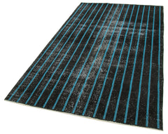 Geometric Carpet Black Geometric Cotton Wool Handmade Area Rug 4'7'' x 8'6''