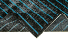 Geometric Carpet Black Geometric Cotton Wool Handmade Area Rug 4'7'' x 8'6''