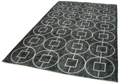 Geometric Carpet Black Geometric Cotton Wool Handmade Area Rug 5'8'' x 9'5''