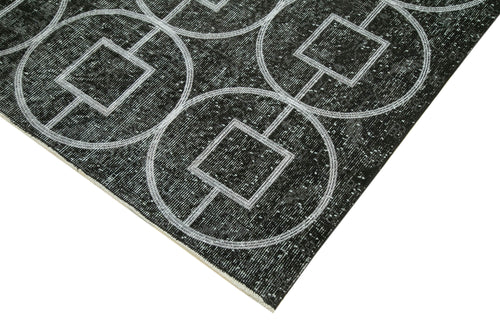 Geometric Carpet Black Geometric Cotton Wool Handmade Area Rug 5'8'' x 9'5''