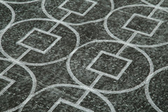 Geometric Carpet Black Geometric Cotton Wool Handmade Area Rug 5'8'' x 9'5''