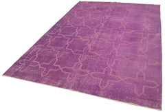 Geometric Carpet Purple Geometric Cotton Wool Handmade Area Rug 6'7'' x 10'0''