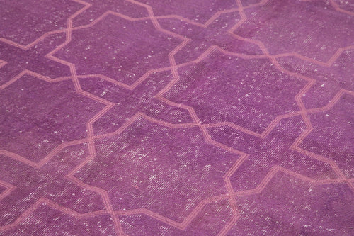 Geometric Carpet Purple Geometric Cotton Wool Handmade Area Rug 6'7'' x 10'0''