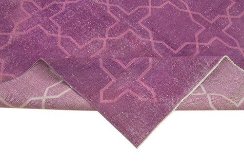 Geometric Carpet Purple Geometric Cotton Wool Handmade Area Rug 6'7'' x 10'0''