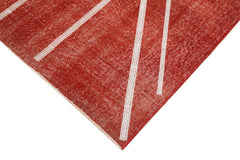Geometric Carpet Red Geometric Cotton Wool Handmade Area Rug 4'8'' x 7'10''
