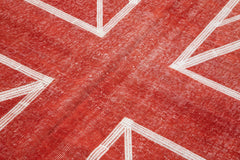 Geometric Carpet Red Geometric Cotton Wool Handmade Area Rug 4'8'' x 7'10''