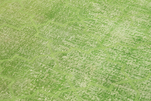 Geometric Carpet Green Geometric Cotton Wool Handmade Area Rug 5'0'' x 8'6''