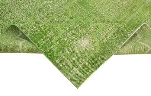 Geometric Carpet Green Geometric Cotton Wool Handmade Area Rug 5'0'' x 8'6''