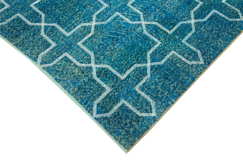 Geometric Carpet Turquoise Geometric Cotton Wool Handmade Area Rug 5'6'' x 9'3''