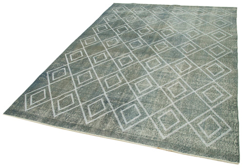 Geometric Carpet Grey Geometric Cotton Wool Handmade Area Rug 6'5'' x 9'10''