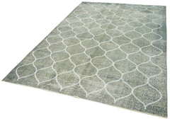 Geometric Carpet Grey Geometric Cotton Wool Handmade Area Rug 6'4'' x 9'6''
