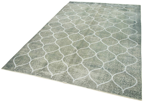 Geometric Carpet Grey Geometric Cotton Wool Handmade Area Rug 6'4'' x 9'6''