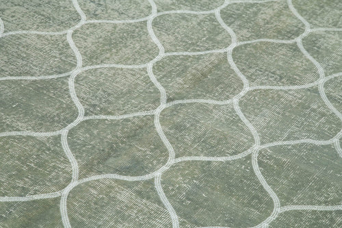 Geometric Carpet Grey Geometric Cotton Wool Handmade Area Rug 6'4'' x 9'6''