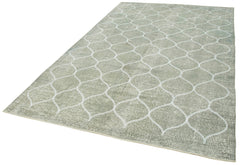 Geometric Carpet Grey Geometric Cotton Wool Handmade Area Rug 6'2'' x 9'10''