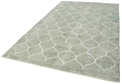 Geometric Carpet Grey Geometric Cotton Wool Handmade Area Rug 6'2'' x 9'10''