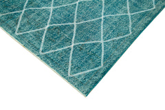 Geometric Carpet Turquoise Geometric Cotton Wool Handmade Area Rug 6'0'' x 9'6''