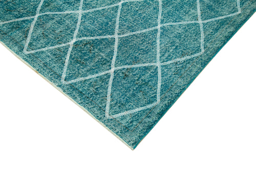 Geometric Carpet Turquoise Geometric Cotton Wool Handmade Area Rug 6'0'' x 9'6''