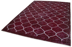 Geometric Carpet Purple Geometric Cotton Wool Handmade Area Rug 6'10'' x 10'0''