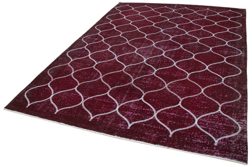 Geometric Carpet Purple Geometric Cotton Wool Handmade Area Rug 6'10'' x 10'0''