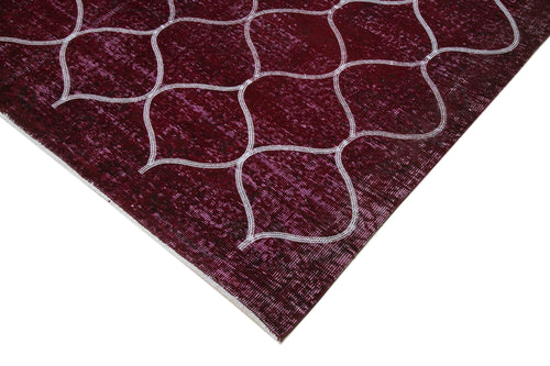 Geometric Carpet Purple Geometric Cotton Wool Handmade Area Rug 6'10'' x 10'0''