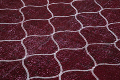 Geometric Carpet Purple Geometric Cotton Wool Handmade Area Rug 6'10'' x 10'0''