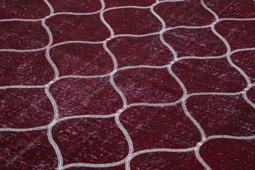 Geometric Carpet Purple Geometric Cotton Wool Handmade Area Rug 6'10'' x 10'0''