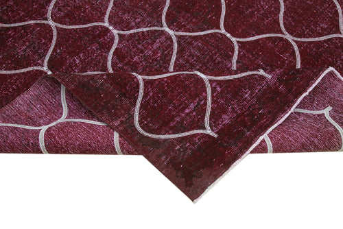 Geometric Carpet Purple Geometric Cotton Wool Handmade Area Rug 6'10'' x 10'0''