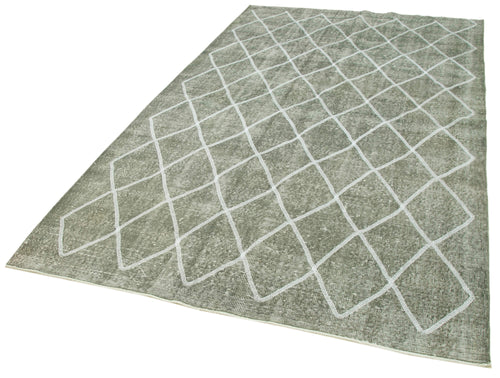Geometric Carpet Grey Geometric Cotton Wool Handmade Area Rug 5'5'' x 9'0''