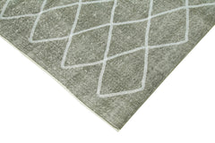 Geometric Carpet Grey Geometric Cotton Wool Handmade Area Rug 5'5'' x 9'0''
