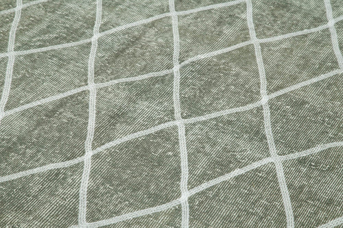 Geometric Carpet Grey Geometric Cotton Wool Handmade Area Rug 5'5'' x 9'0''