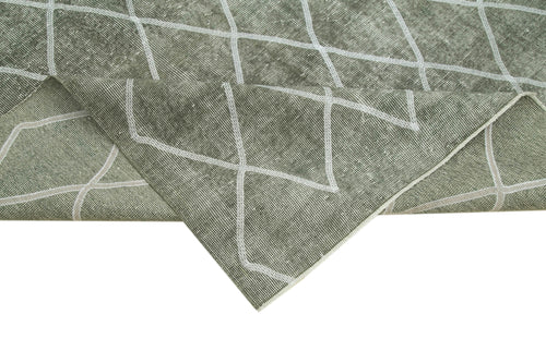 Geometric Carpet Grey Geometric Cotton Wool Handmade Area Rug 5'5'' x 9'0''