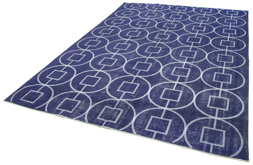 Geometric Carpet Purple Geometric Cotton Wool Handmade Area Rug 7'2'' x 10'2''