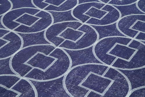 Geometric Carpet Purple Geometric Cotton Wool Handmade Area Rug 7'2'' x 10'2''