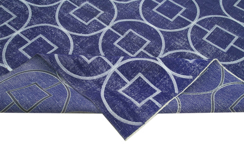 Geometric Carpet Purple Geometric Cotton Wool Handmade Area Rug 7'2'' x 10'2''