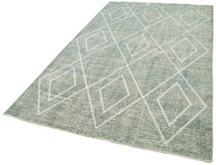 Geometric Carpet Grey Geometric Cotton Wool Handmade Area Rug 4'11'' x 8'4''