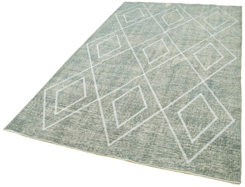 Geometric Carpet Grey Geometric Cotton Wool Handmade Area Rug 4'11'' x 8'4''