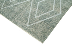 Geometric Carpet Grey Geometric Cotton Wool Handmade Area Rug 4'11'' x 8'4''